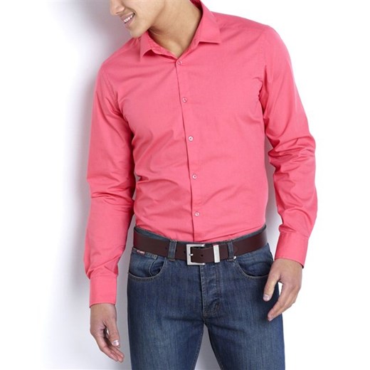 Koszula z długim rękawem, krój dopasowany la-redoute-pl rozowy bawełniane