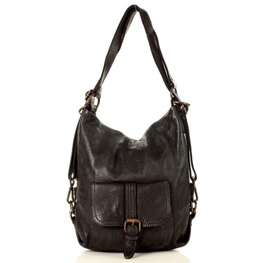 Shopper bag Merg na ramię czarna duża w stylu młodzieżowym bez dodatków 