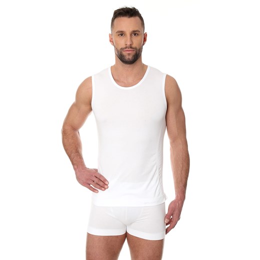 Bezszwowa koszulka męska Brubeck Comfort Cotton SL00068 biała