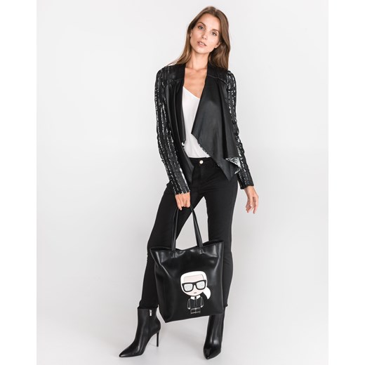 Shopper bag Karl Lagerfeld z nadrukiem bez dodatków duża młodzieżowa 