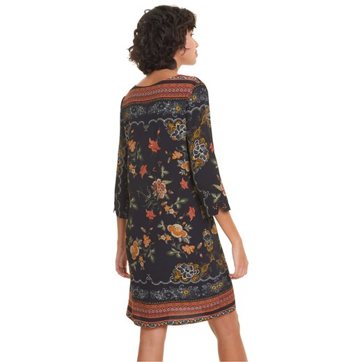 Sukienka Desigual z okrągłym dekoltem na spacer mini z długim rękawem 