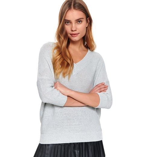 Sweter długi rękaw damski akrylowy, z metalizowaną nicią  luźny  Top Secret 42 
