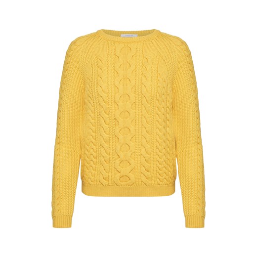 Sweter damski Iblues bez wzorów żółty z okrągłym dekoltem 