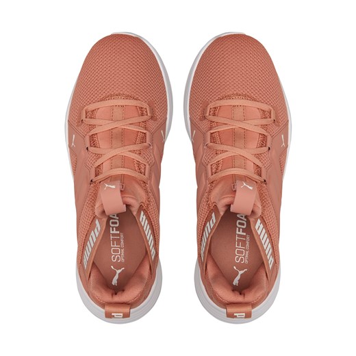 Buty sportowe damskie Puma dla biegaczy wiązane płaskie różowe bez wzorów 