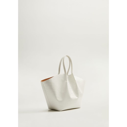 Shopper bag biała Mango matowa bez dodatków na ramię duża 