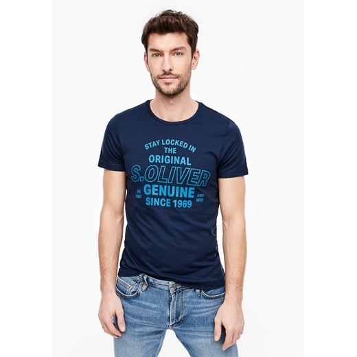 T-shirt męski S.Oliver z krótkimi rękawami z napisami 