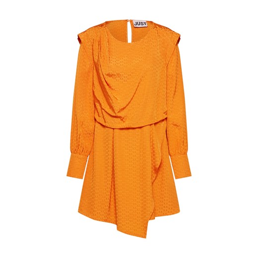 Sukienka Just Female pomarańczowy mini z wiskozy na co dzień z długim rękawem z okrągłym dekoltem 