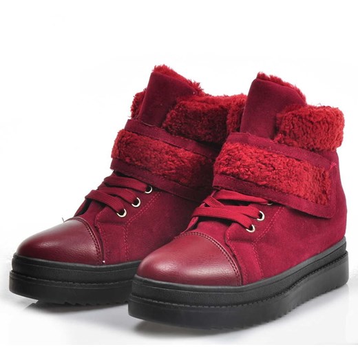 Buty sportowe damskie Pantofelek24 w stylu młodzieżowym czerwone młodzieżowe sznurowane na wiosnę 