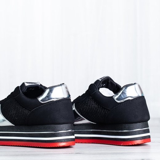 Czarne buty sportowe na platformie Lexia - Obuwie Royalfashion.pl  37 
