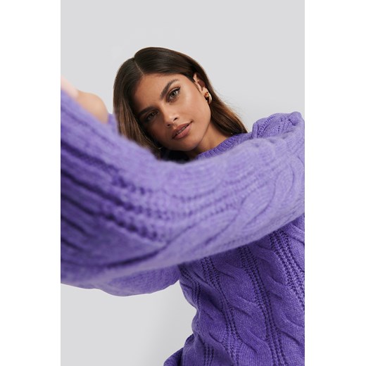 NA-KD Trend Regular Cable Knitted Sweater - Purple  NA-KD Trend XL NA-KD