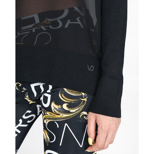 Sweter damski Versace Jeans bez wzorów czarny z golfem 