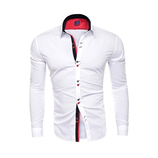 Koszula męska długi rękaw rl27 - biała ze sklepu Risardi w kategorii Koszule męskie - zdjęcie 79317759