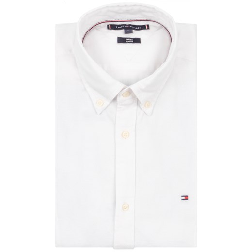 Biała koszula męska Tommy Hilfiger bez wzorów z długimi rękawami elegancka 