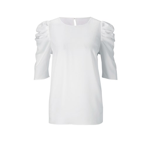 Bluzka damska Heine z okrągłym dekoltem casualowa biała z krótkim rękawem 