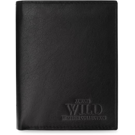 Klasyczny pionowy portfel męski z dużą ilością przegródek skóra naturalna always wild - czarny Always Wild   world-style.pl