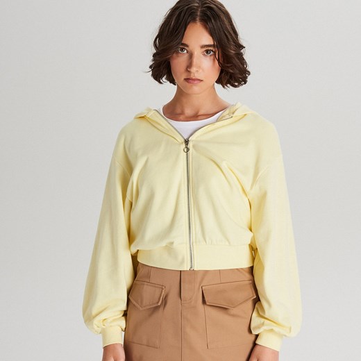 Bluza damska żółta Cropp młodzieżowa krótka bez wzorów 