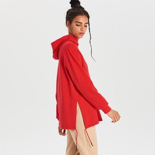 Bluza damska czerwona Cropp bez wzorów krótka 