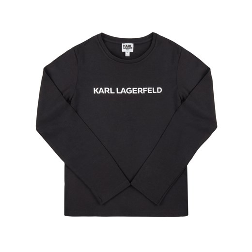 Bluzka dziewczęca Karl Lagerfeld czarna z napisami z długim rękawem 