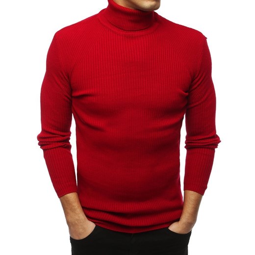 Sweter męski golf czerwony (wx1445)  Dstreet S  okazyjna cena 