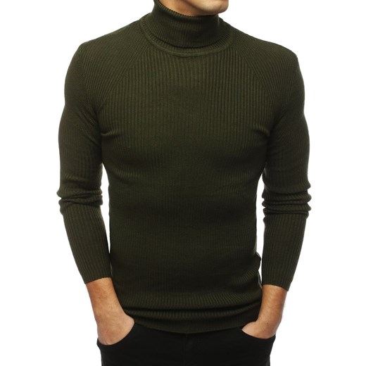 Sweter męski golf khaki (wx1440) Dstreet  L promocyjna cena  