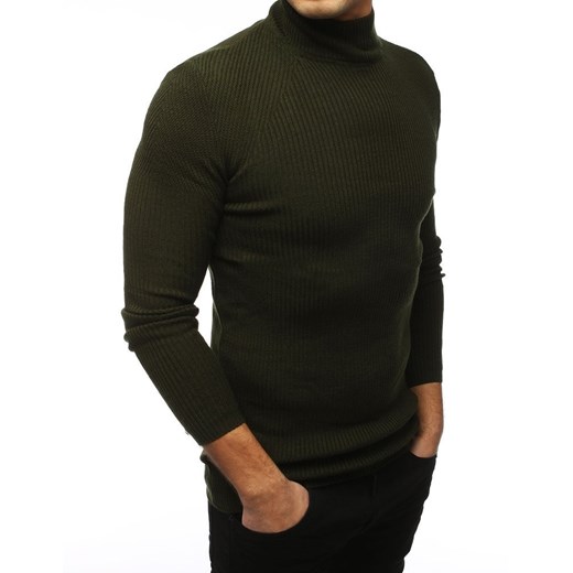 Sweter męski półgolf khaki (wx1433) Dstreet  S promocyjna cena  