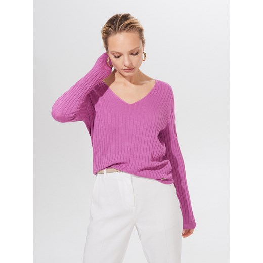 Mohito - Prążkowany sweter basic - Fioletowy Mohito S