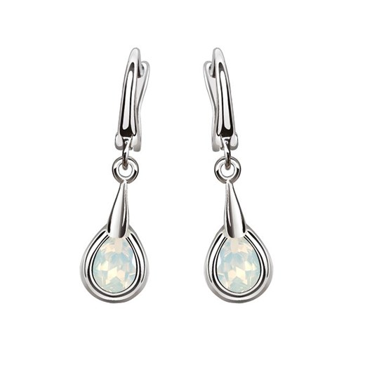 Rodowane srebrne kolczyki z kryształami Swarovski K3 2095 : Kolor - White opal  Polcarat Design  