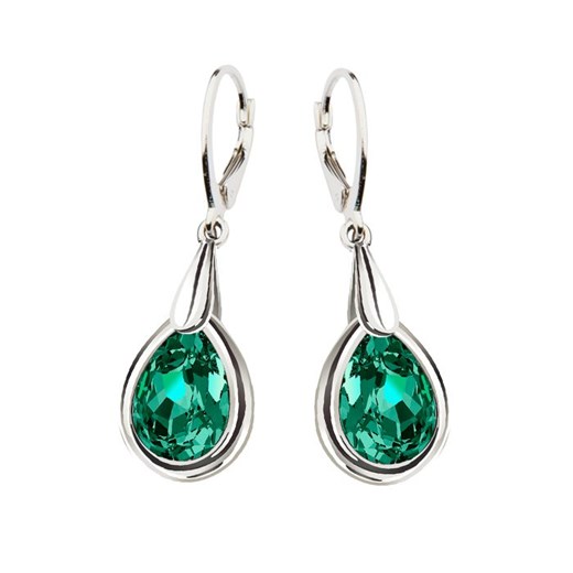 Rodowane srebrne kolczyki z kryształami Swarovskiego K 2095 : Kolor - Emerald  Polcarat Design  