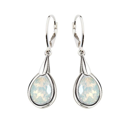 Rodowane srebrne kolczyki z kryształami Swarovskiego K 2095 : Kolor - White opal  Polcarat Design  