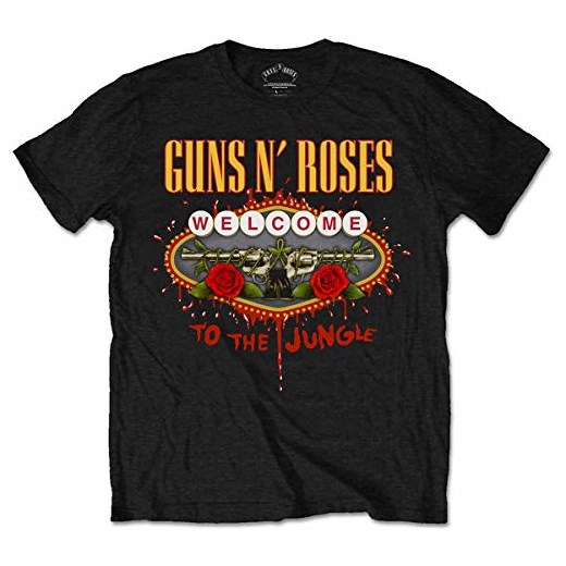 rockoff Trade męski T-shirt Guns N 'Roses Welcome to the Jungle, kolor: czarny (Black Black)