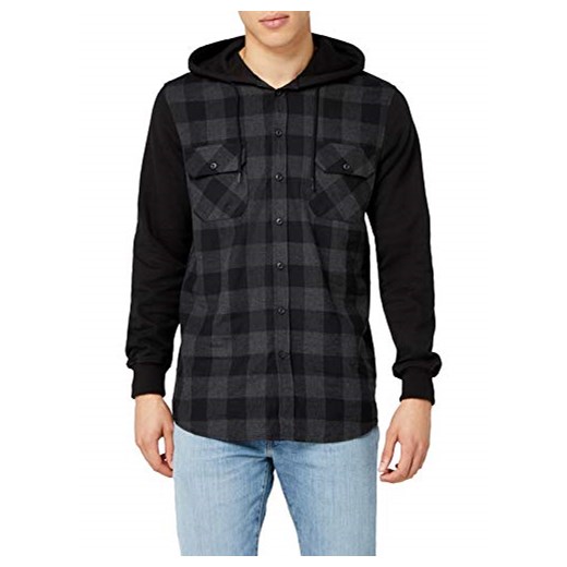 Urban Classics koszula męska czas wolny bluza z kapturem Checked flanelowa Sweat Sleeve koszulka -  krój regularny s