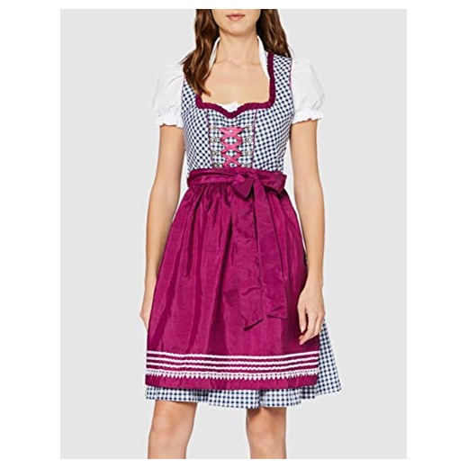 Fuchs moda ludowa damska Dirndl, długość do kolan, w kratkę, 34