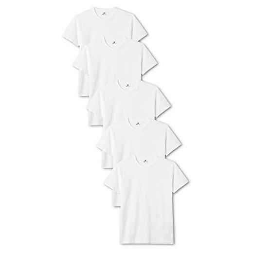 Lower East męski T-shirt z okrągłym wycięciem pod szyją, zestaw 5 sztuk, biały (biały), średni