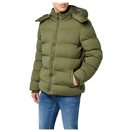 Urban Classics męska kurtka zimowa z odpinanym kapturem, kieszenią wewnętrzną i prążkowanym ściągaczem -  kurtka puchowa m