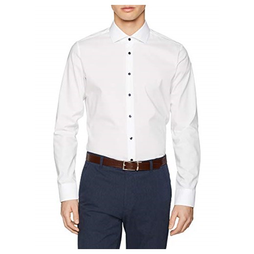 Jedwabna naklejka męska biznesowa koszula X-Slim Fit – niewymagająca prasowania, bardzo wąska koszula z kołnierzem Kent – długi rękaw – 100% bawełna -  krój dopasowany 36