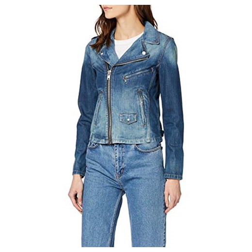 Schott NYC kurtka damska Denim Perfecto Biker Jacket -  kurtka jeansowa s niebieski – niebieski