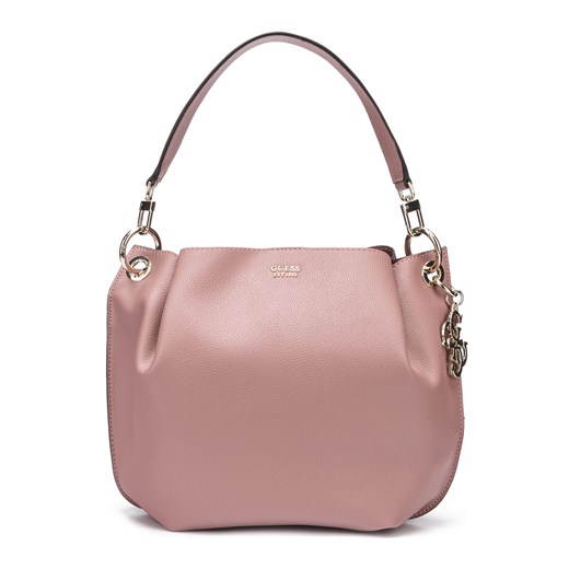 Różowa shopper bag Guess na ramię matowa średniej wielkości 