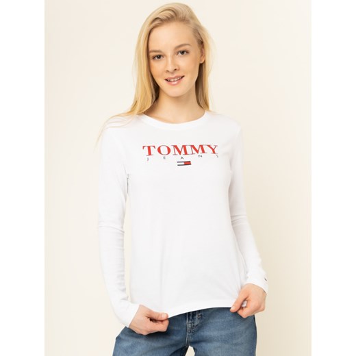 Bluzka damska Tommy Jeans z długim rękawem z okrągłym dekoltem z napisami 