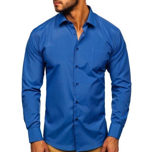 Koszula męska elegancka w paski z długim rękawem błękitna Denley NDT9  Denley 2XL  promocja 