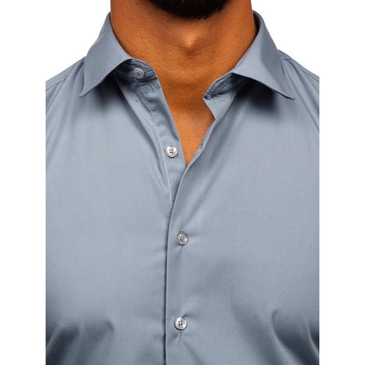 Koszula męska elegancka z długim rękawem szara Denley 0001  Denley XL  okazyjna cena 