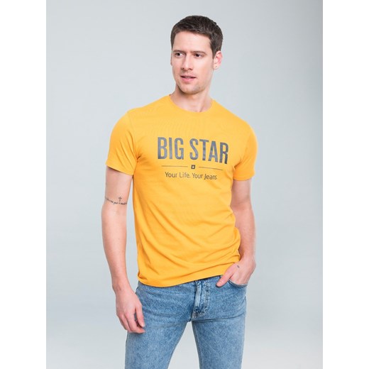 T-shirt męski żółty BIG STAR z krótkimi rękawami 
