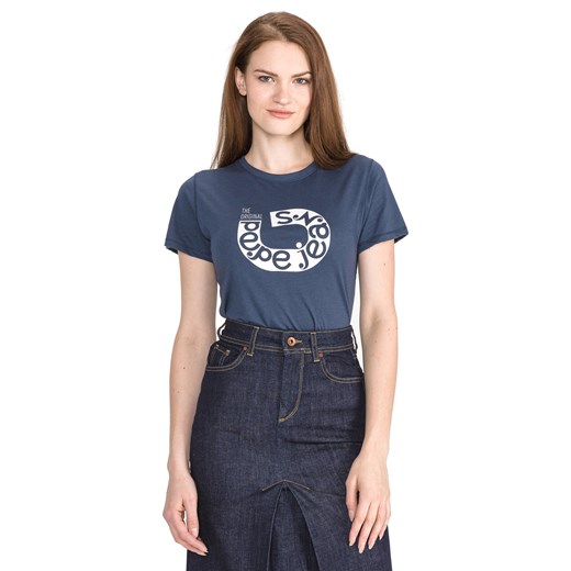 Pepe Jeans bluzka damska z okrągłym dekoltem granatowa w stylu młodzieżowym 
