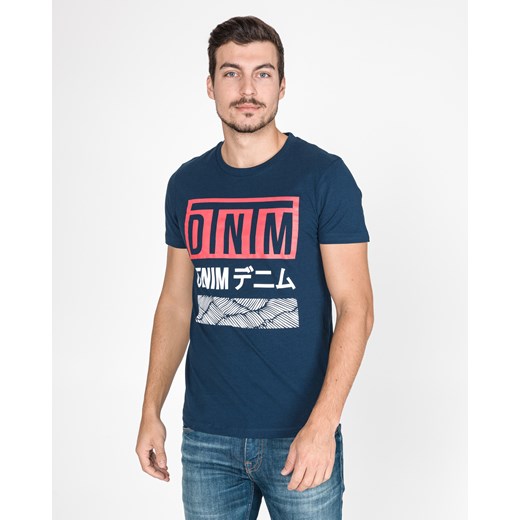T-shirt męski Tom Tailor Denim niebieski z napisami z krótkim rękawem 