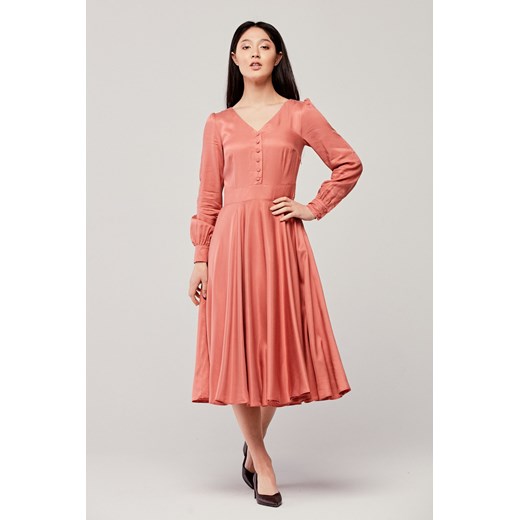Sukienka Aura wiskoza z rayonem – pudroworóżowa 32 różowy Marie Zélie  46 wyprzedaż  