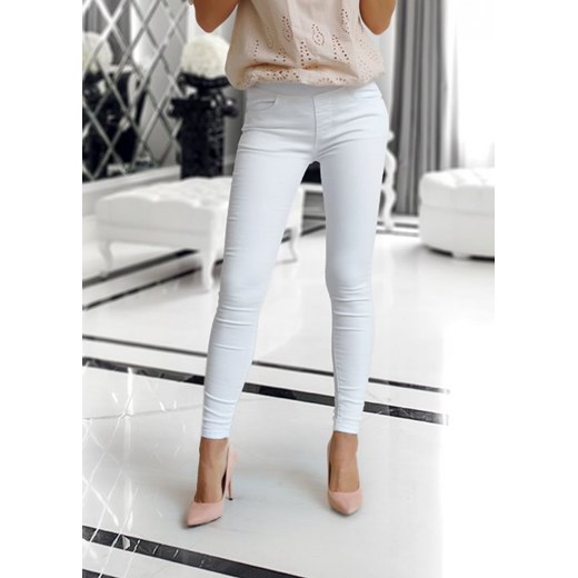 Jeansy damskie białe bez wzorów 