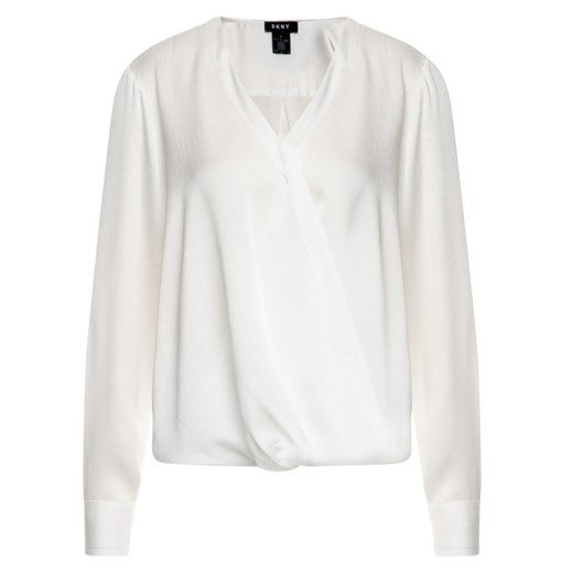 DKNY bluzka damska z długimi rękawami biała w serek 