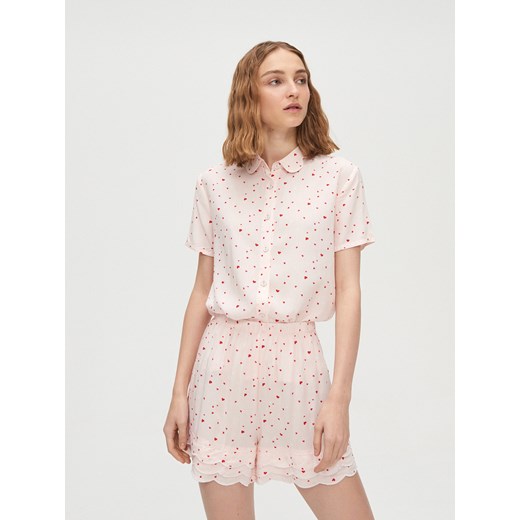 Cropp - Dwuczęściowa piżama serduszka - Różowy  Cropp S 
