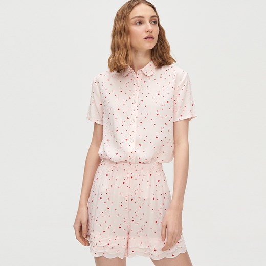 Cropp - Dwuczęściowa piżama serduszka - Różowy Cropp  L 