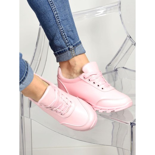 Buty sportowe damskie do biegania różowe klasyczne na płaskiej podeszwie 