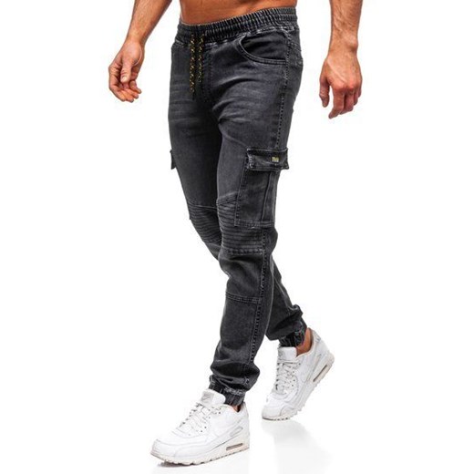 Spodnie jeansowe joggery męskie czarne Denley HY622  Denley XL wyprzedaż  